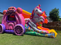 Unicorn Princess Carriage Bouncy Castle and Slide (12' x 12' x 20')